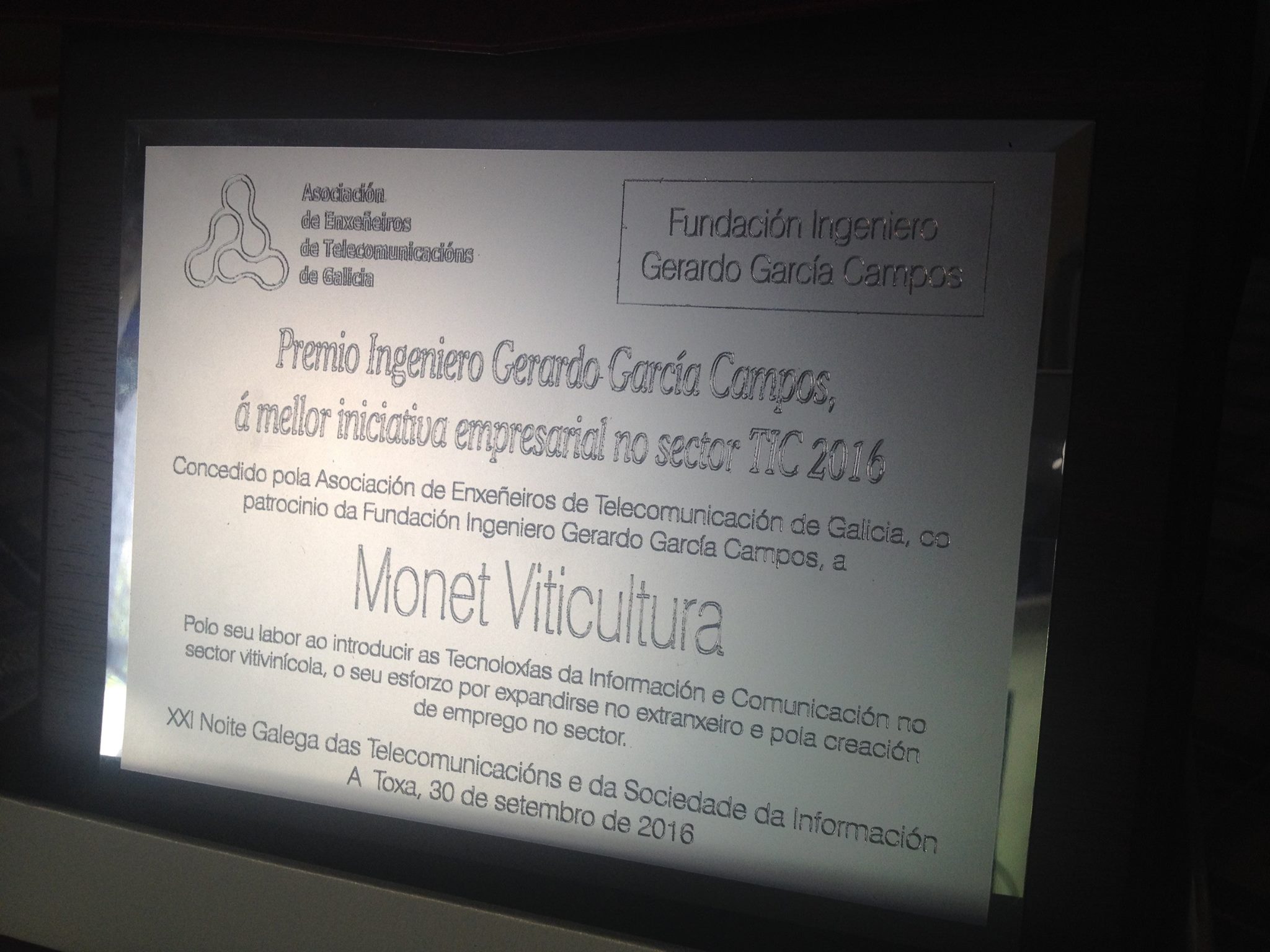 Premio Gerardo García Campos a la mejor iniciativa empresarial TIC 2016
