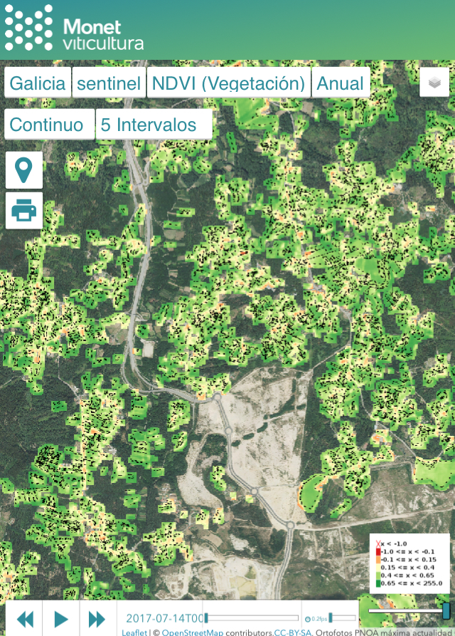 Monet VIticultura. Menú móvil mapas